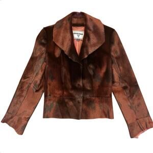 Vintage Charisma Pony Hair Jacket Women's M Maroon Red Suede Leather Pristine